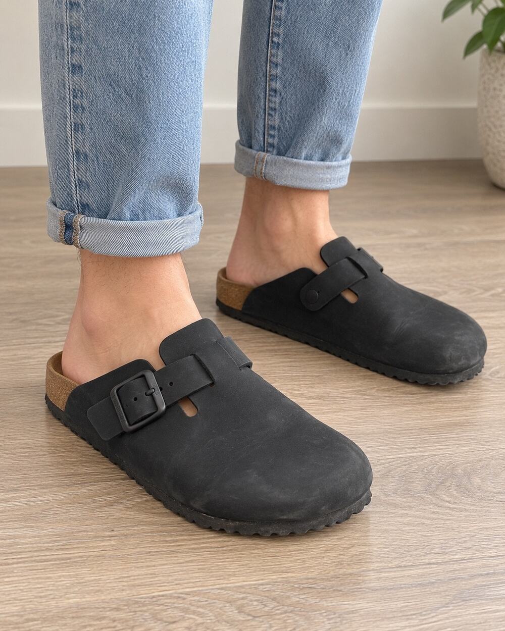 Birkenstock Boston Soft Footbed Men’s 13 EU 46 Black Suede Clogs Regular Width